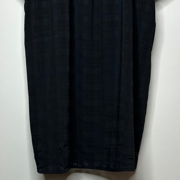 LOFT Black Cap Sleeve Shirt Size M NEW Plaid Grid - Picture 3 of 9